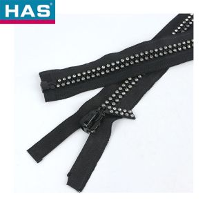 Quality #10 Diamond Resin Zipper With Colored Tooth And Open Tail For Garment for sale