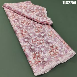 Stunning Lilac Sequins Lace Fabric for French Embroidery Wedding Dress and