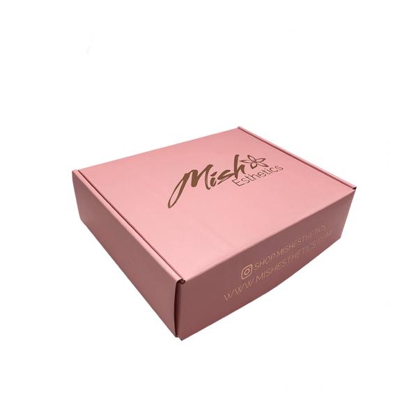 Customizable Pink Gold Hot Stamp Logo Clothes Cardboard Mail Box Cardboard Packaging Boxes