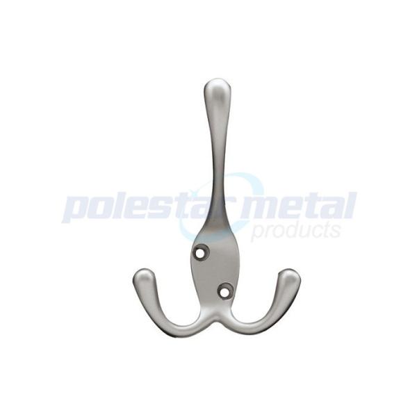 Hotel / Hospital Decorative Door Hardware Satin Nickel Robe Tri Hook 3-15/16"