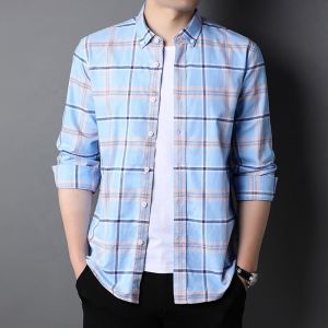 100% Cotton Plaid Western Fashionable Mens Shirts Half Long Sleeve Plus Size In