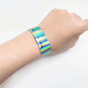 Eco Friendly Sparkle Wristbands , Holographic Printed Glitter Wristband
