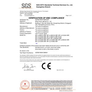 Ming Feng Lighting Co.,Ltd. Certifications