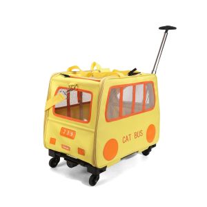 Trolley 210D Polyester Four-Wheeled Box for Two Fat Cats Portable Foldable Pet