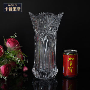28.5CM Tall diamond pattern Vintage lage high Clear glass vases China wholesale