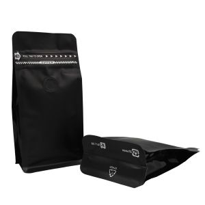 Resealable recycle flat bottom coffee bean packaging bags with valve