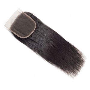 Brazilian Straight 8 - 20 Inch Virgin Human Hair Extensions Closure 1B