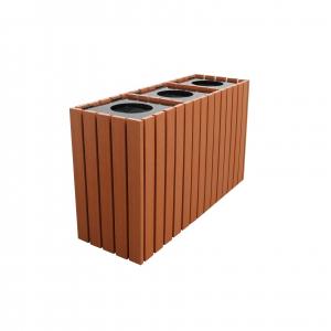 Quality Commercial Wooden Outdoor Recycling Bins 1200mm× 400mm×700mm Size for sale