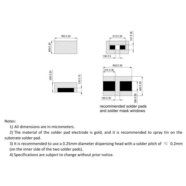 0.7x0.4x0.3mm 0704 CSP Chip 1800-6500K Good Heat Dissipation LED Chip For Signal Luminaire