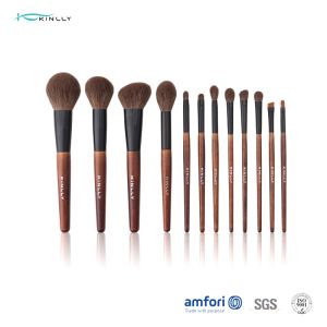 Poly Bag 12PCS Alu Tube Wooden Handle Makeup Brushes