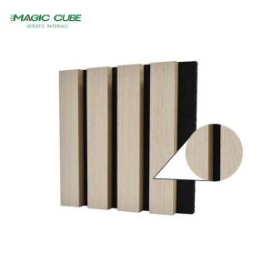 Contemporary Wooden Slats Wall Panel with Soundproofing Polyester Veneer