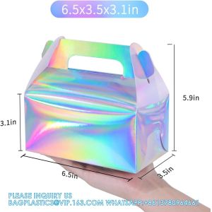 Quality Holographic Gift Box Cake Candy Biscuit Packaging Portable Carton For Wedding And Birthday Parties for sale