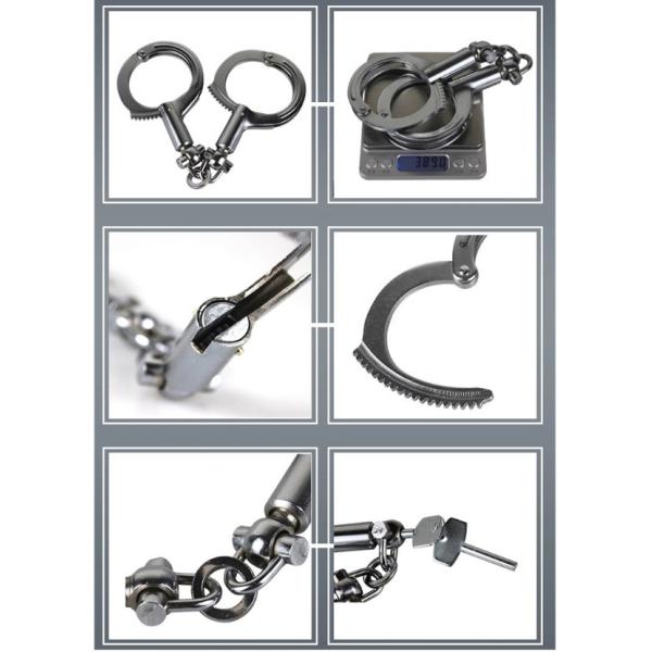 Criminal Real Metal Handcuffs , Official Police Handcuffs With Reinforced Rib