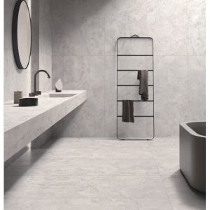 Modern Style Porcelain Tiles Light Grey and White Travertine Look Outdoor Wall