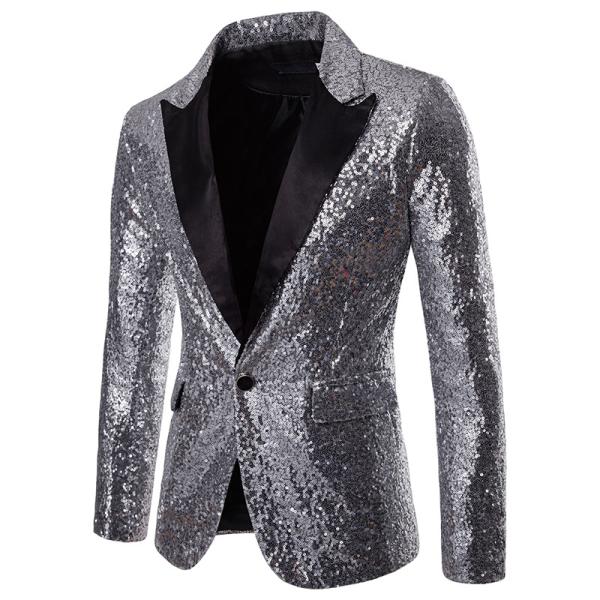 Slim Fit Mens Sequin Jacket Costume For Nightclub Party Popular Elegant Design