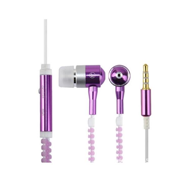 Glowing Zipper Headset Glow in The Dark Metal Earphones Earbuds with Mic Luminous Light Stereo Handsfree Earpiece
