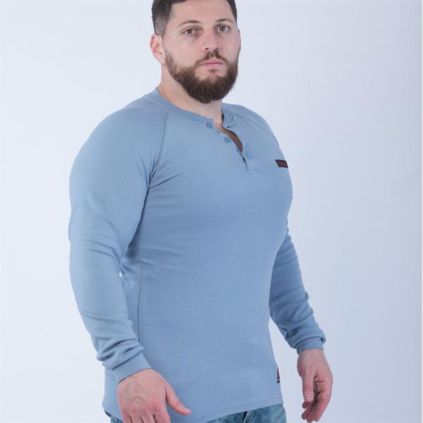 Knitted 7oz Interlock Fire Retardant Long Sleeve Shirts EN61482-2 Light Blue