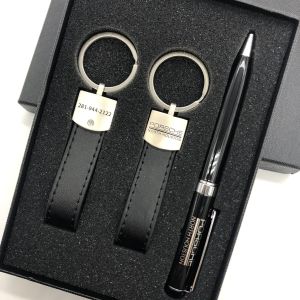Random Combination Promotional Business Gifts Pen Leather Metal Keychain Card