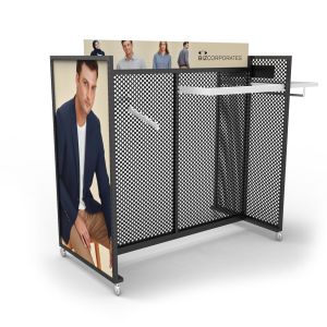 Retail Gondola Clothing Store Display Rack Wood Effect
