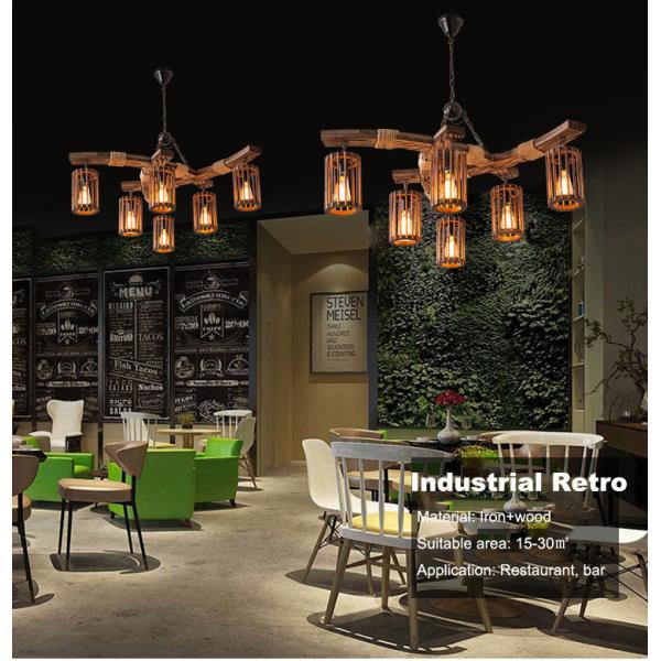 Industrial Vintage American Boat Wooden Chandelier Hot Pot Shop Restaurant Bar Wooden Glass Lamp(WH-VP-238)