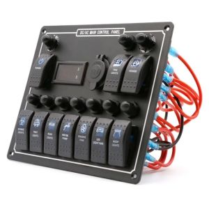 10 Gang Switch Panel USB Fast Dual Charger Socket Panel With Light Multi