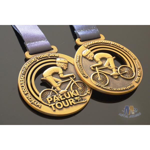 Bike Sports Marathon Finisher Metal Award Medals Imitation Antique Gold Plating