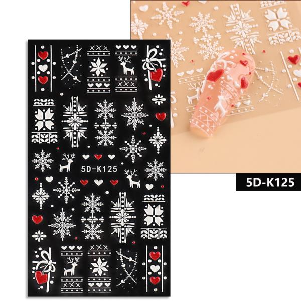 Wholesale Easy Apply Decoration Decals 5D Christmas Embossed White Snowflakes Sliders Nail Stickers for Finger Nail Beauty