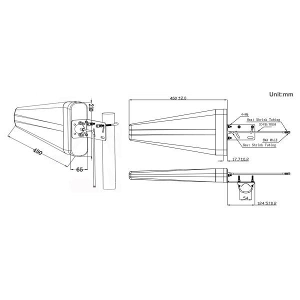 High Gain 11dBi Signal Broadband 698-2700 MHz Log Periodic Antenna for 4G 5G network