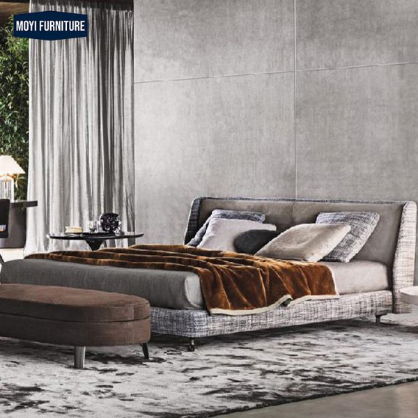 Modular Bedroom Furniture Set Luxury King Size Bed Classic Velvet Fabric Bed Modern Furnitures Latest Design