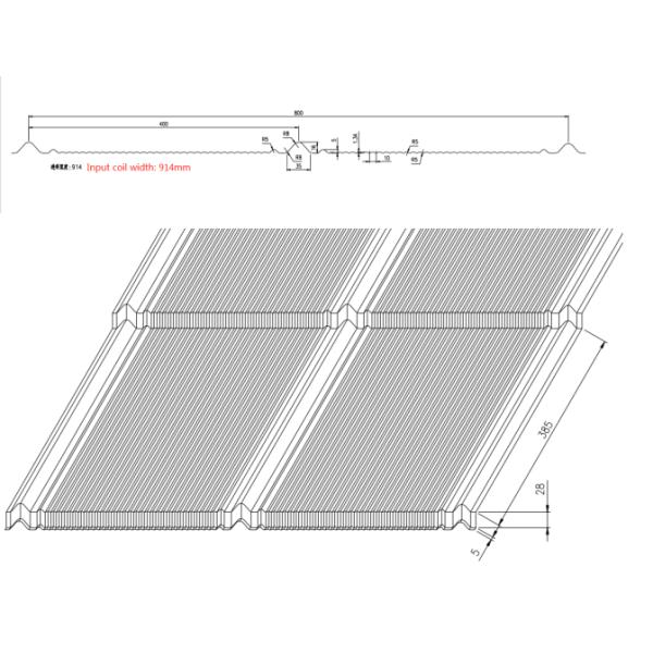 Drawing profile of step tile machine