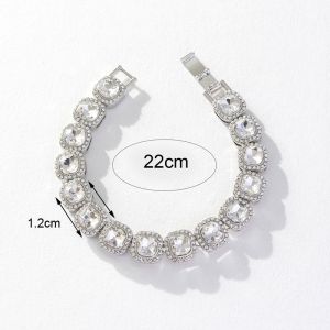 Hot Sale 13mm Clear Pink Colorful Tennis Bracelets Square Glass Stone Link Chain