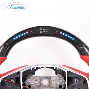 OEM Fashion LED Honda Civic Si Steering Wheel Red Leather 350mm