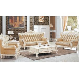 Quality Antique Leather Living Room Sofa Set for sale