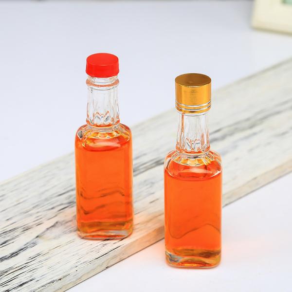 Buy Carton Packing Square 50ml Empty Glass Wine Bottles Embossed With Screw Cap at wholesale prices