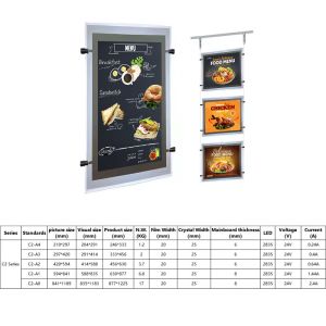 A3 A4 Hanging Real Estate Hanging Led Frame Led Crystal Led Lightbox