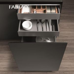 Custom Modern Design Melamine Villa Kitchen Cabinets Set With Island