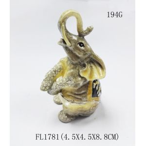 Quality Hot sale elephant box elephant metal trinket box pewter elephant jewelry box for gift for sale