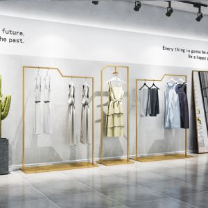 Freestanding Metal Clothing Rack MDF With Baking Paint Material