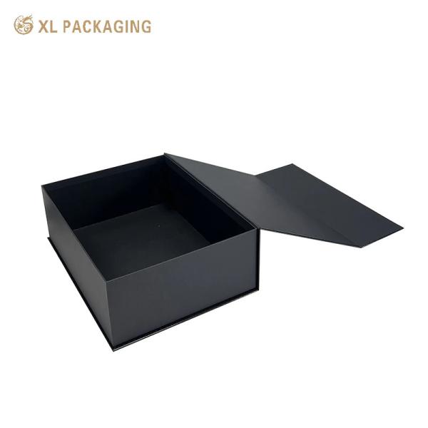 XL Packaging Custom Packaging Box Factory Custom Black Paper Box Packaging White Logo Magnetic Gift Box Emboss Magnetic Paper Boxes For Gift Packing