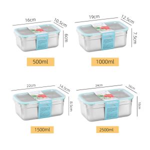 Leak Proof Metal Food Storage Containers Rectangular 500ml Capacity