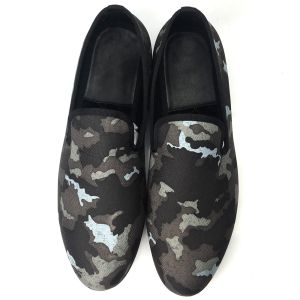 Embroidered Mens Black Suede Loafers Shoes Luxury Sheepskin Dress Shoes