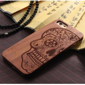 Customized PC Solid Wood iPhone Case , Environmental Bamboo Wooden Cell Phone