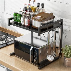 Double Layer 50KG Loading Steel Kitchen Basket Rack For Microwave