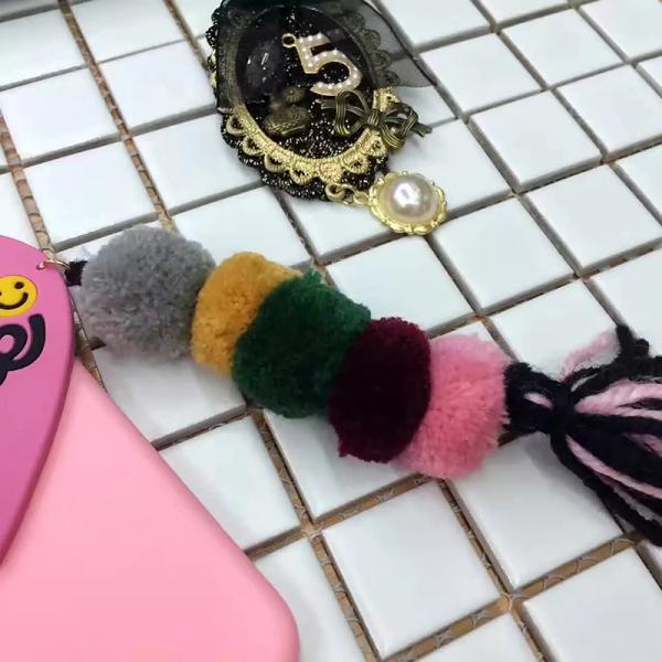 DIY Hard PC Smile Word Heart Pattern Small Hair Ball Tassel Back Cover Cell Phone Case For iPhone 7 6s Plus