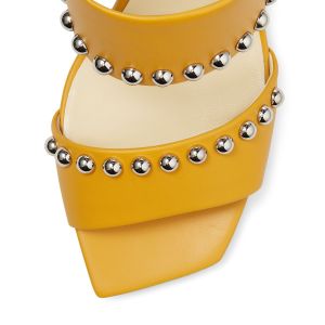 Lambskin ODM Women High Heeled Shoes With Metallic Dome Embellishments