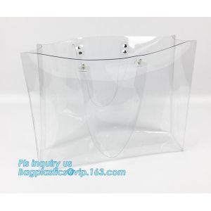 Tote Bags PVC Beach Lash Package Tote Shoulder Bag with Interior Pocket, Waterproof Semi-clear Tote Bags Stripe PVC Shou