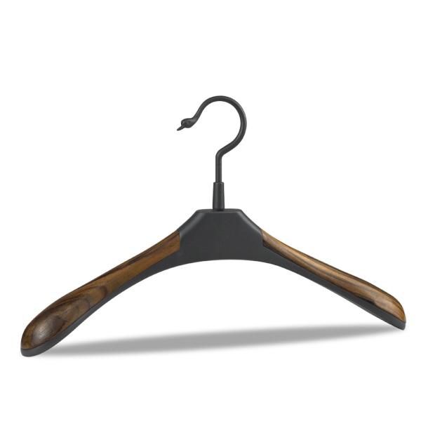 Buy SGS Wooden Pattern Black Metal Coat Hanger For Wardrobe at wholesale prices