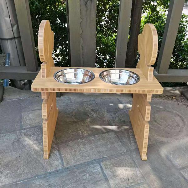 Pet Feeding Food Standing Type Installation Bamboo Neater Feeder with Elevated Bowl