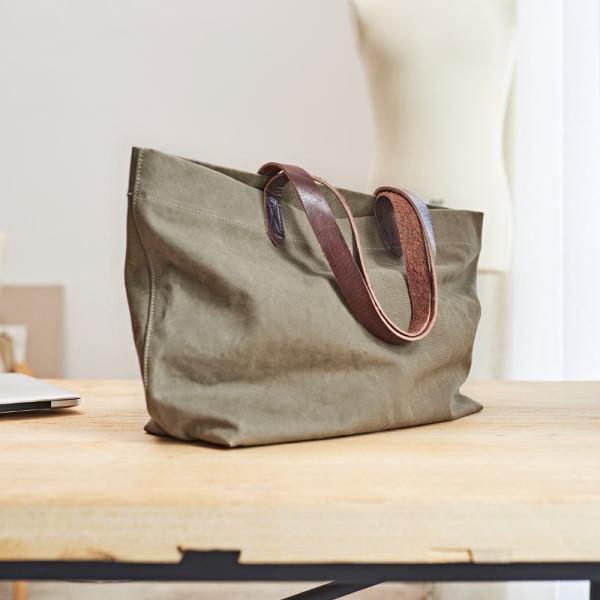 Leather Shoulder Canvas Tote Bag Leather Handle Foldable Tote Bag