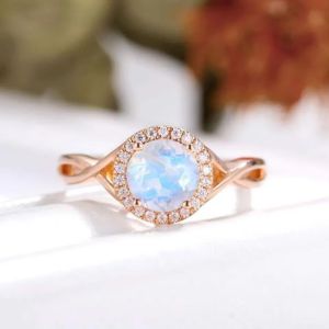 925 Sterling Silver Natural Gemstone Jewelry Round Faceted Rainbow Moonstone
